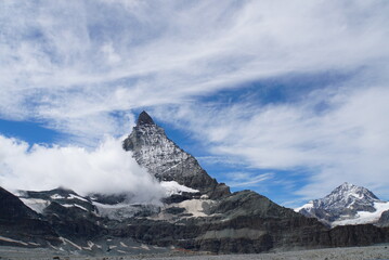 Panoramic view of Matterhorn from Matterhorn Glacier Trail in Switzerland