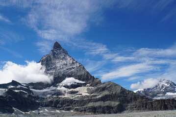 Panoramic view of Matterhorn from Matterhorn Glacier Trail in Switzerland