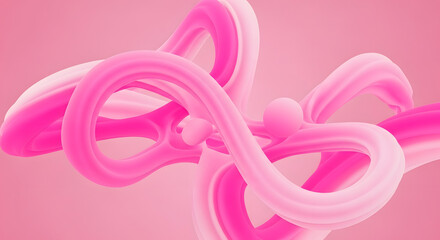 Fototapeta premium Pink Abstract 3D Shapes Wallpaper Swirls, Curves, Gradient, Modern Design, Background, Art, Wallpaper, Creative, Illustration.