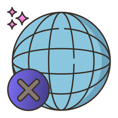Global network disconnection icon illustration