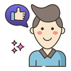 Happy man with thumbs up and sparkle effect