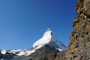 Panoramic view of Matterhorn from Matterhorn Glacier Trail in Switzerland
