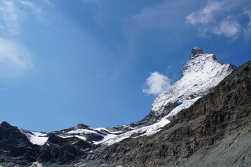Panoramic view of Matterhorn from Matterhorn Glacier Trail in Switzerland