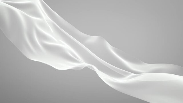 Thin white woven fabric ripples smoothly in soft light across entire screen in airy fluid motion.