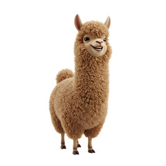 Obraz premium Smiling Brown Llama Portrait Against A Transparent Background In 3D Render Style