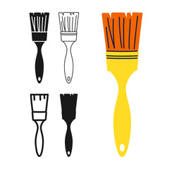 Painters brush for repair icon symbol set. Modern professional paint brush drawing tool symbol stylized design vector. Paint brushes flat sign professional construction tool repair simple icon design