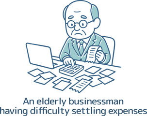 経費の精算に苦労しているビジネスマン
A businessman struggling to settle expenses