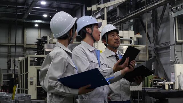  工場で働く作業員のグループ