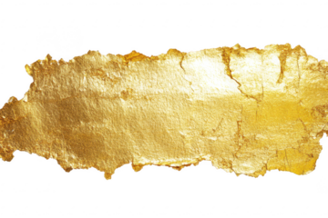 Irregular gold texture piece isolated on transparent background