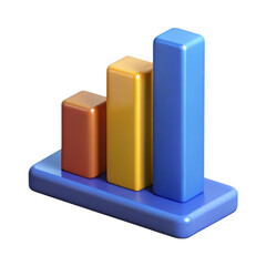 3d realistic bar chart icon isolated on transparent background