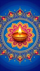 Diwali Diya Mandala Design.