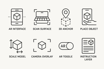 Augmented reality interface icons for ar features and tools