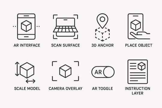 Augmented reality interface icons for ar features and tools