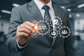 Work safety instruction standards law insurance industrial technology and regulation concept. Generated AI