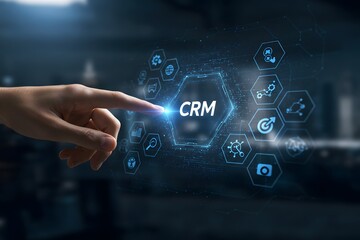 CRM Customer relationship management software system business technology concept. Generated AI