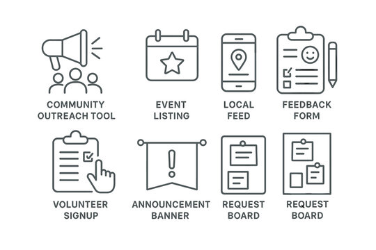 Icons for community outreach and event management tools