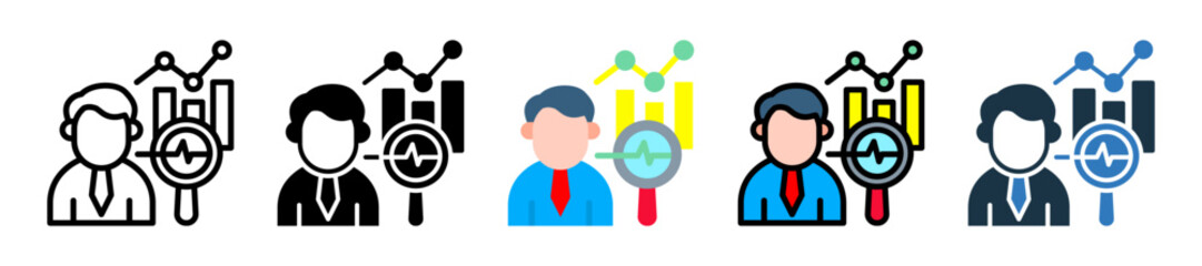Kpi Tracker icon multiple sytle vector illustration