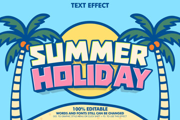 Pop art style text effect of Summer Holiday. Cartoon typography template design