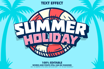 Pop art style text effect of "Summer Holiday". Cartoon typography template design