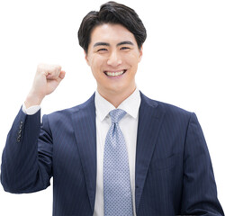 Businessman looking at camera with gut-pose, image of accomplishment, success and passing. png composite with transparent background.