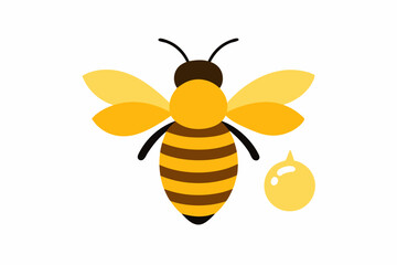 Cute cartoon bee with honey drop illustration