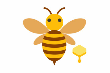 Cute cartoon bee with honeycomb illustration