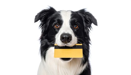 Fototapeta premium Dog holding credit card.