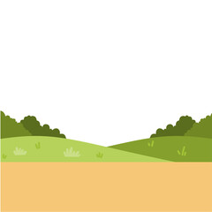 Landscape hills with green grass and land