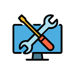Obraz premium Computer repair services logo illustration. Icon Symbol Illustration