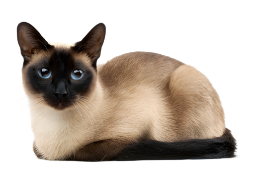 Tonkinese cat PNG on a transparent background showcasing its beautiful coat patterns and playful personality.