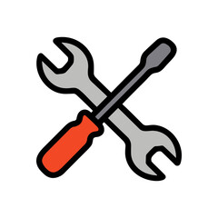 Crossed wrench and screwdriver icon. Icon Symbol Illustration
