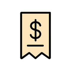 Dollar sign receipt with jagged edges. Icon Symbol Illustration