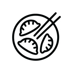 Dim sum delights with chopsticks present. Icon Symbol Illustration