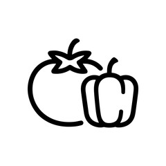 Fresh produce Tomato and bell pepper. Icon Symbol Illustration