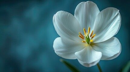 Close-up of a single white tulip.