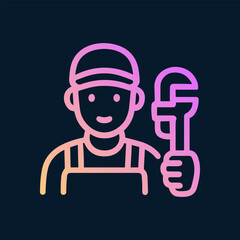 Gradient mechanic with adjustable wrench icon. Icon Symbol Illustration