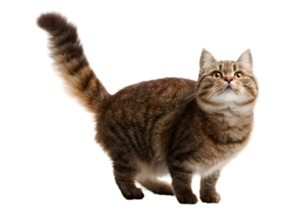 Charming Manx cat PNG on a transparent background highlighting its rounded features and joyful personality.