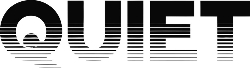 Abstract black and white word quiet graphic design illustrating calmness and serenity in visual form