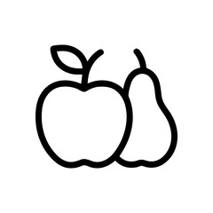 Outlined Apple and Pear Duo. Icon Symbol Illustration
