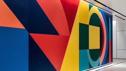 Obraz premium Dynamic interplay of geometric shapes and vibrant hues, creating a visual symphony
