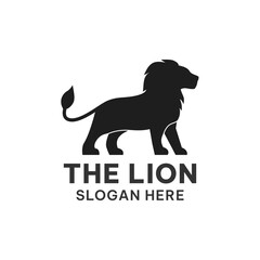 Lion logo in silhouette style. Modern animal vector illustration. Animal icon