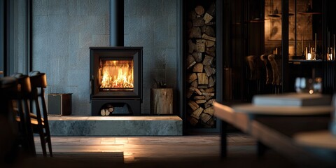 Cozy Modern Fireplace in a Rustic Space