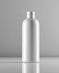 Mockup of Blank White Plastic Bottle with Flip Cap in Minimal Studio Setting for Presentation