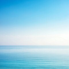 Obraz premium Faded Blue and White Ocean Sky Gradient Minimalist Seascape