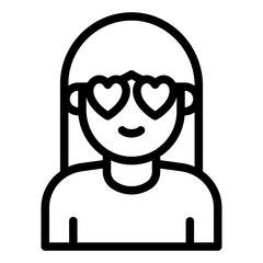 love emotion outline icon woman avatar feeling