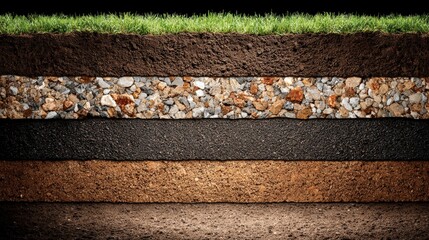 Earth Layers Cross Section  Soil  Rock  Asphalt  Geology
