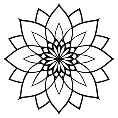 Obraz premium Petal Orbit Mandala. Circular mandala line art with orbiting petal forms .