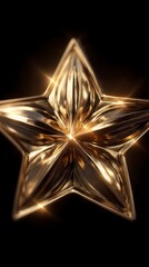 Obraz premium Shiny Gold Star 3D Render Luxury Award Celebration Abstract Background