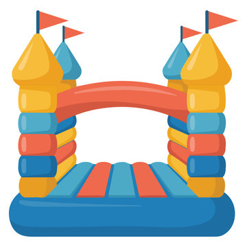bouncy inflatable castle for kids playground isolated vector illustration