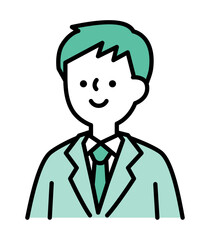 ビジネススーツを着た笑顔の男性のシンプルなイラスト素材